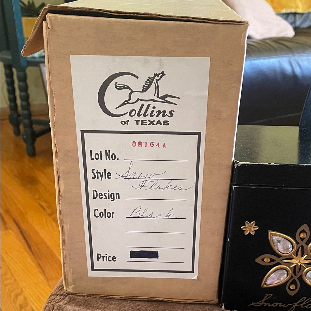 RARE Collins of Texas Wood Black Handheld Snowflake Embell Bag with Original Box - Picture 3 of 16
